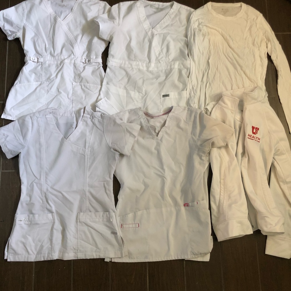 White scrub tops